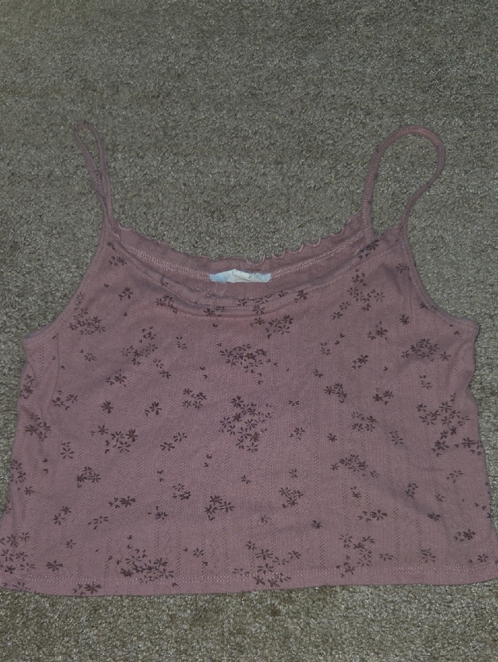 Women's Dusty Rose Floral Ribbed Cami Tank Top